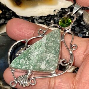Rough Green Quartzite Aventurine Pendant 2 7/8”